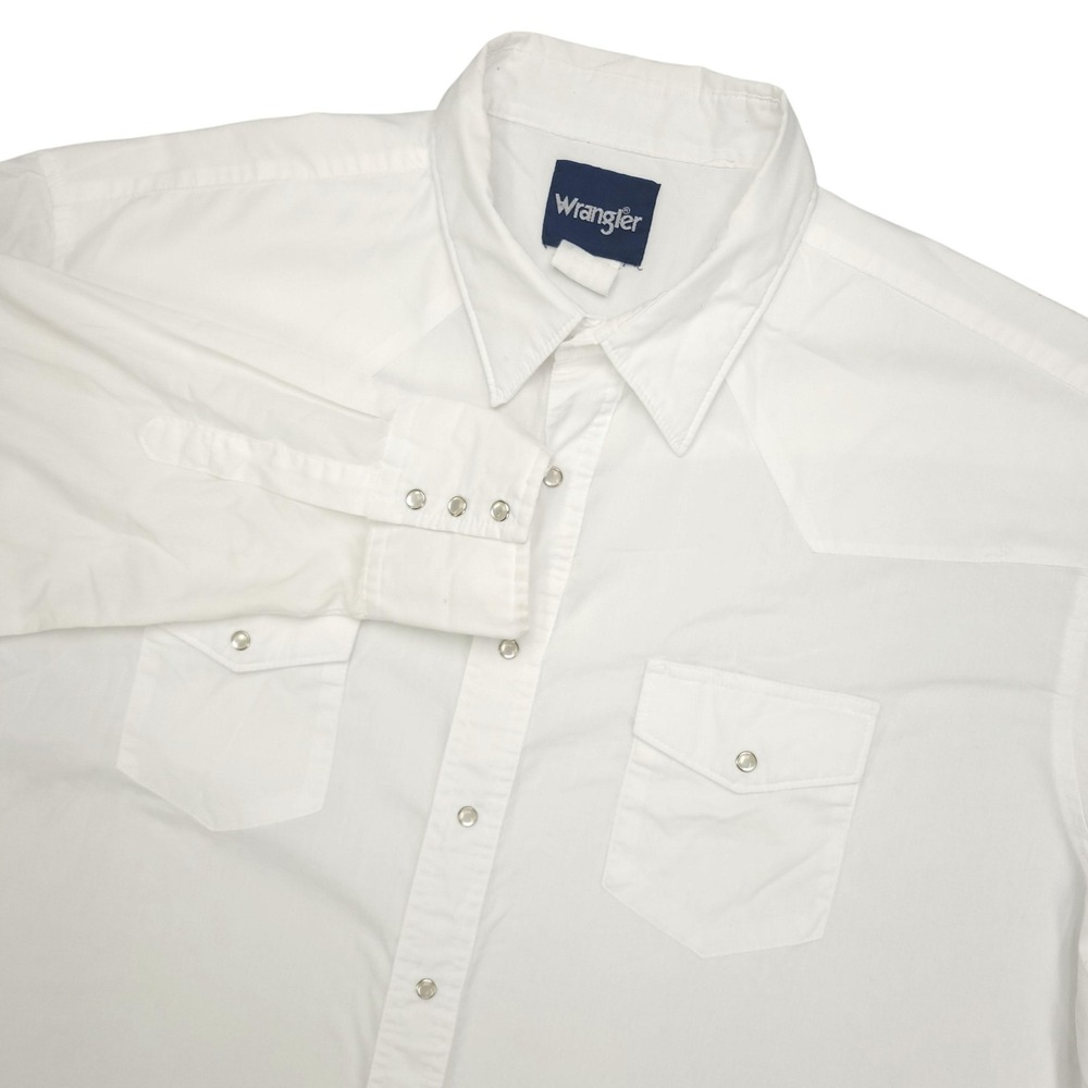 Wrangler Western Shirt Mens 2XL White Pearl Snap Long Sleeve Cowboy Rodeo